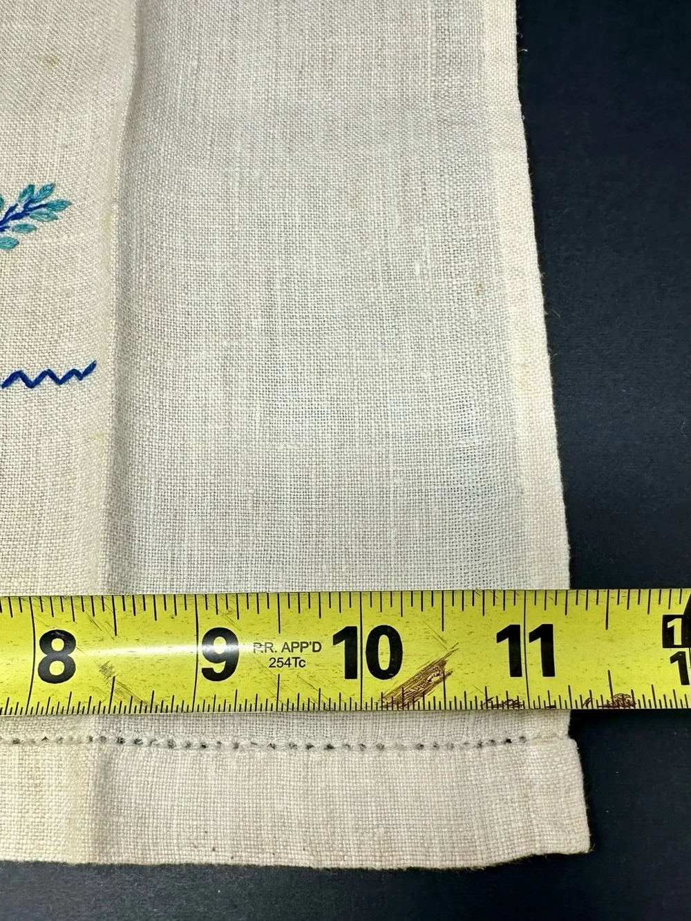 Vintage Linen Beige Hand Blue Embroidered Napkins A4